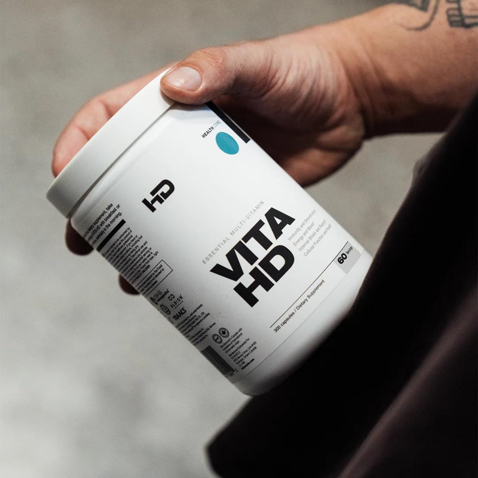 HD MUSCLE VitaHD Essential Multivitamin | Athlete-Specific Vitamins, Minerals, & Nutrients | Organic Mushroom Blend, KSM66 Ashwagandha, Ubiquinol | 60 Servings