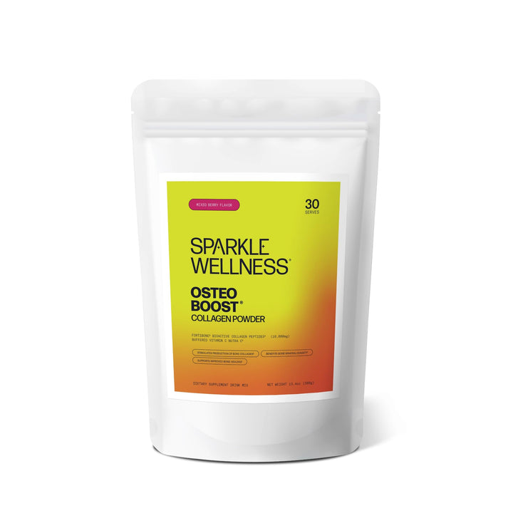 Sparkle Wellness Osteo Boost (Mixed Berry) [30 Serves] | Collagen Powder Supplement | FORTIBONE Bioactive Collagen Peptides and Buffered Vitamin C Nutra C | Bone Supplements