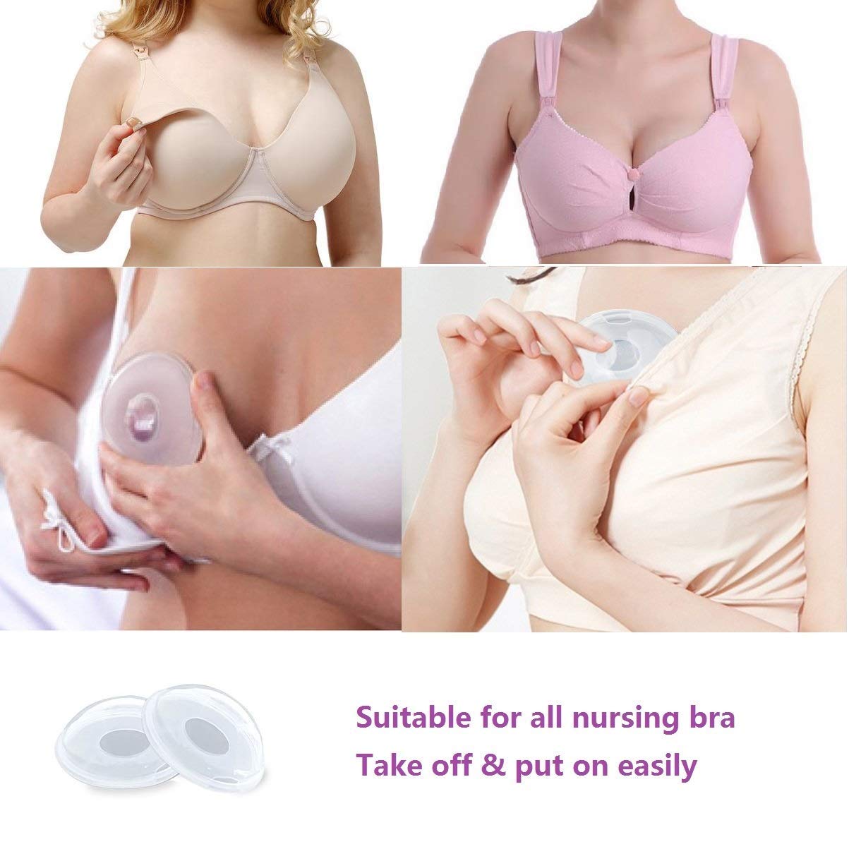 Breast Milk Leaking Storage Collection Shell Nursing Mom for Breastfeeding Nipple Cups Reusable Washable(2 Pack)