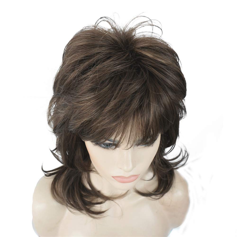 #8H14: Aimole Shaggy Layered Wig Shoulder Length Women'S Wig With Hair Bangs Premium Synthetic Hair Wig For Women #8H14
