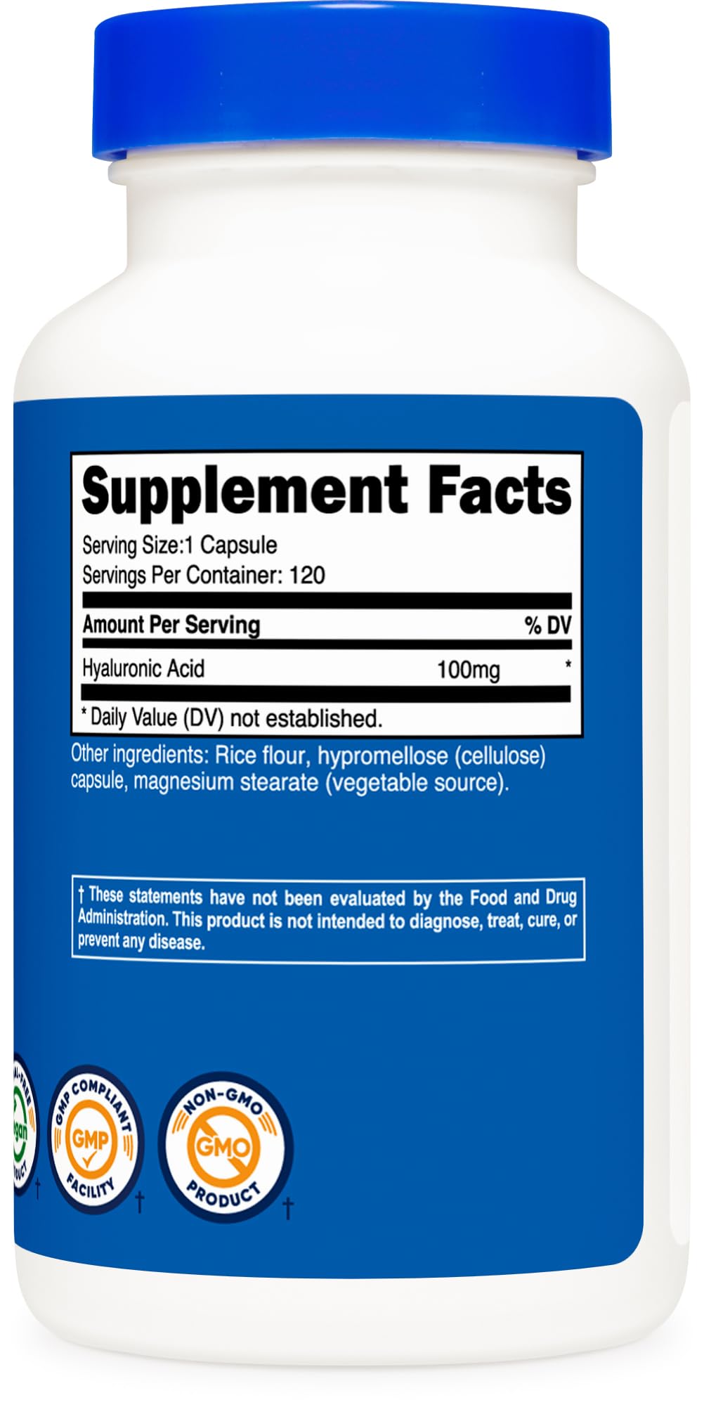 Nutricost Hyaluronic Acid Capsules 100mg,120 Vegetarian Capsules - Gluten Free, Non-GMO