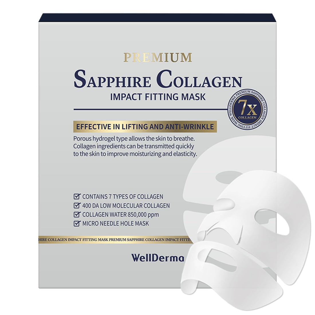 WELLDERMA Sapphire Premium Collagen Impact Fitting Mask (4ea) Improves Elasticity