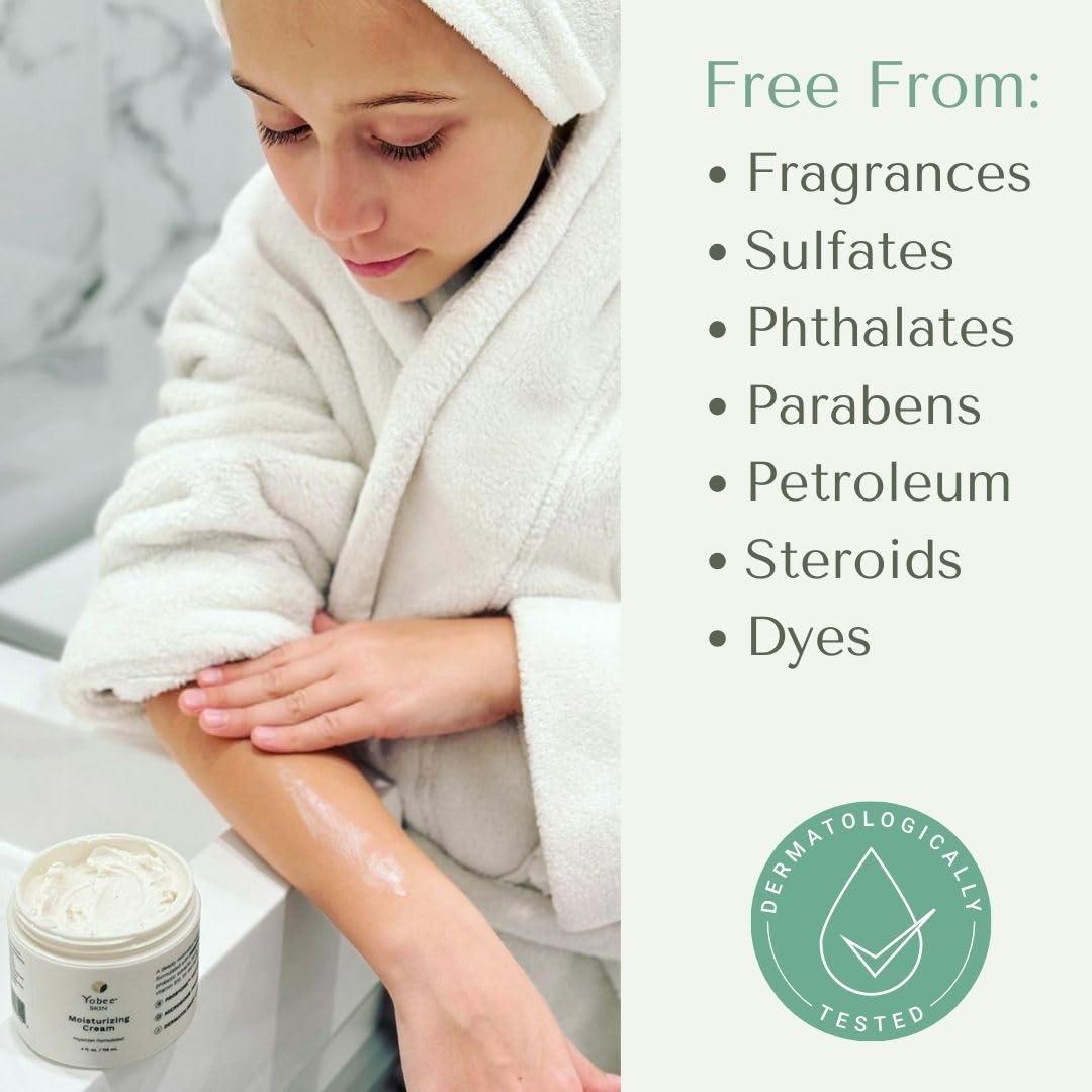 Yobee Body & Face Moisturizing Cream for Dry, Sensitive Skin | Probiotic extracts, Honey, Turmeric, Vitamin B12, Ceramides, Shea Butter | Fragrance Free | For Kids & Adults (1)