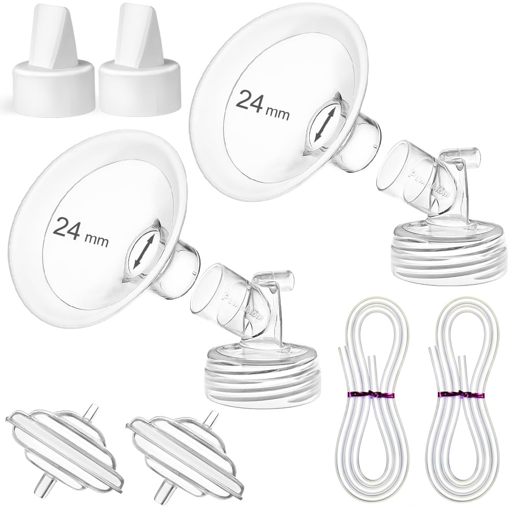 PumpMom 24mm Flange Pump Parts for Spectra S2 Spectra S1 Spectra 9 Plus Breast Pumps, Backflow Protector Tubing Duckbill Valves, Not Original Spectra Pump Parts