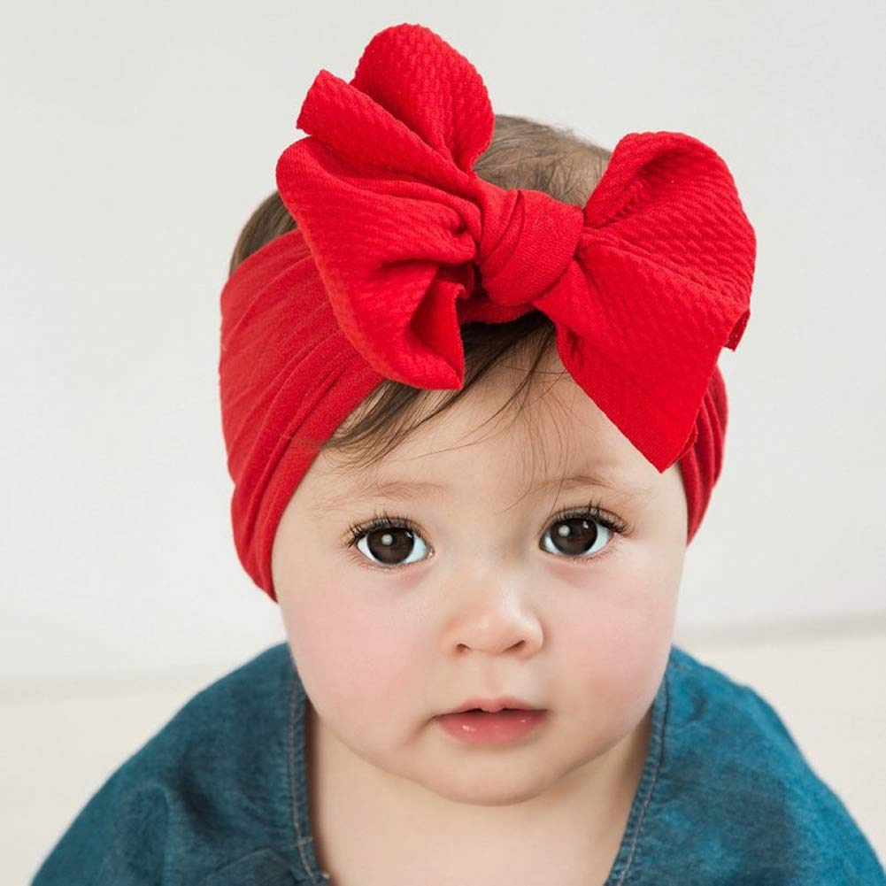 inSowni 8 Pack Big Bow Super Stretchy Nylon Headbands Turban Headwraps Hair Accessories for Baby Girls Toddlers Infants Kids