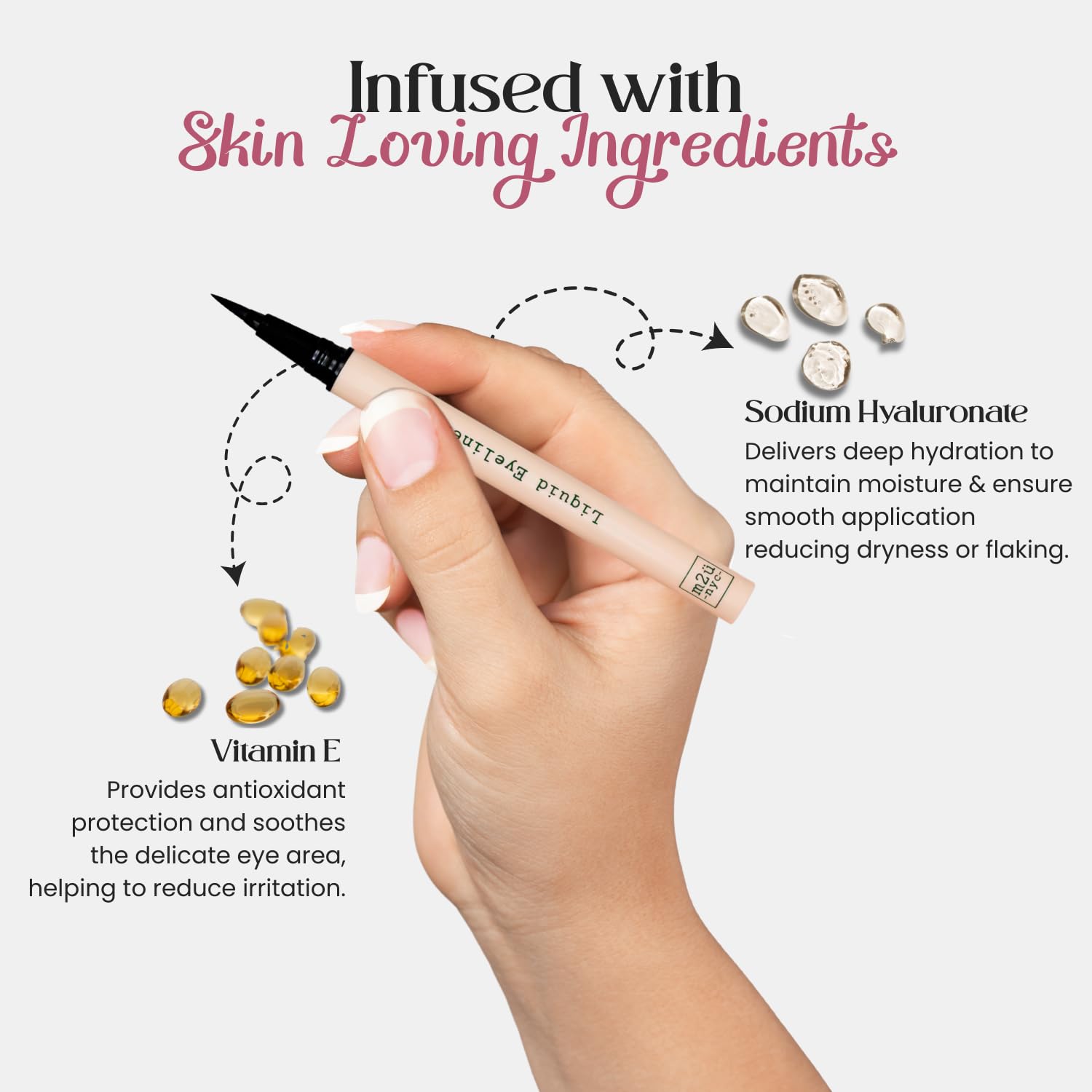 M2U NYC Waterproof Liquid Eyeliner Pen – Up to 24 Hour Wear, Smudge-Proof Black Eye Liner with Bold Pigments -Vegan & Hypoallergenic Formula Infused with Vitamin E