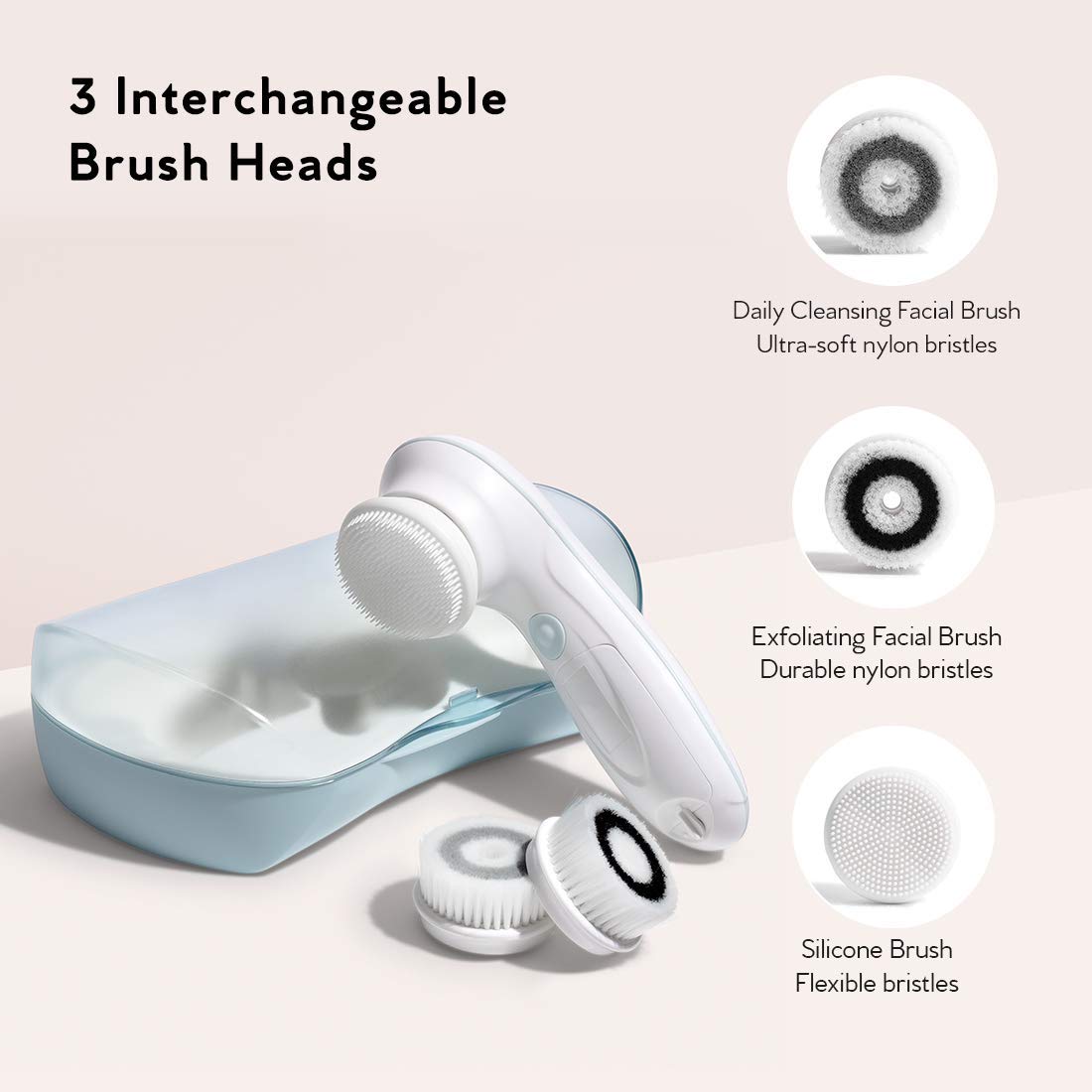 My Life My Shop Ultimate Spin Facial Cleansing Brush (Pink) Ultimate Skin Spa with 3 Interchangeable Face Brushes-Daily Cleansing, Exfoliating Brush, Silicone Brush&Protective Case