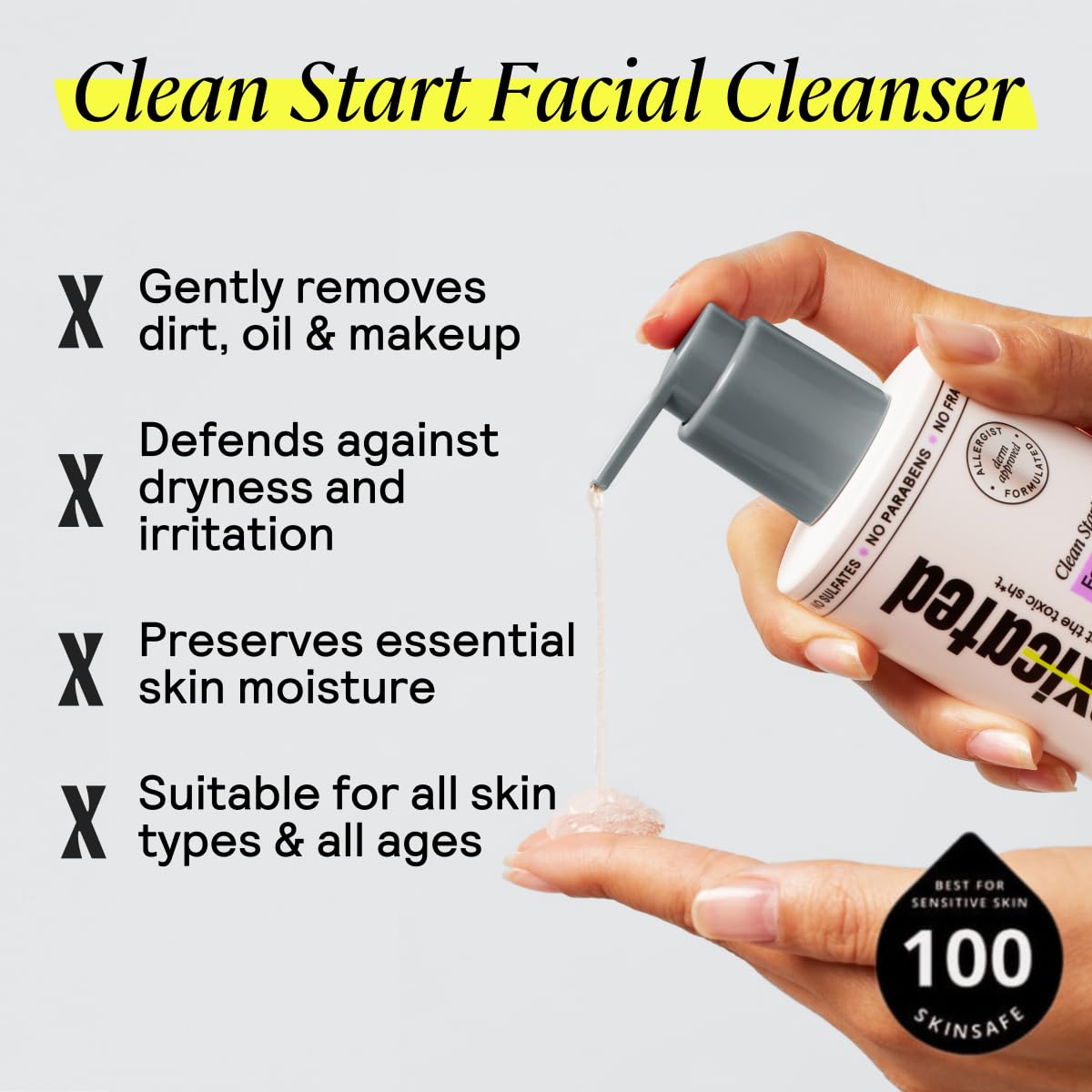 Untoxicated Face Wash - Gentle & Hydrating Face Cleanser for Sensitive Skin - Ceramides, Hyaluronic Acid & Glycerin - No Common Irritants - Non-Foaming - Soap Free - Fragrance Free - 7 Ounce