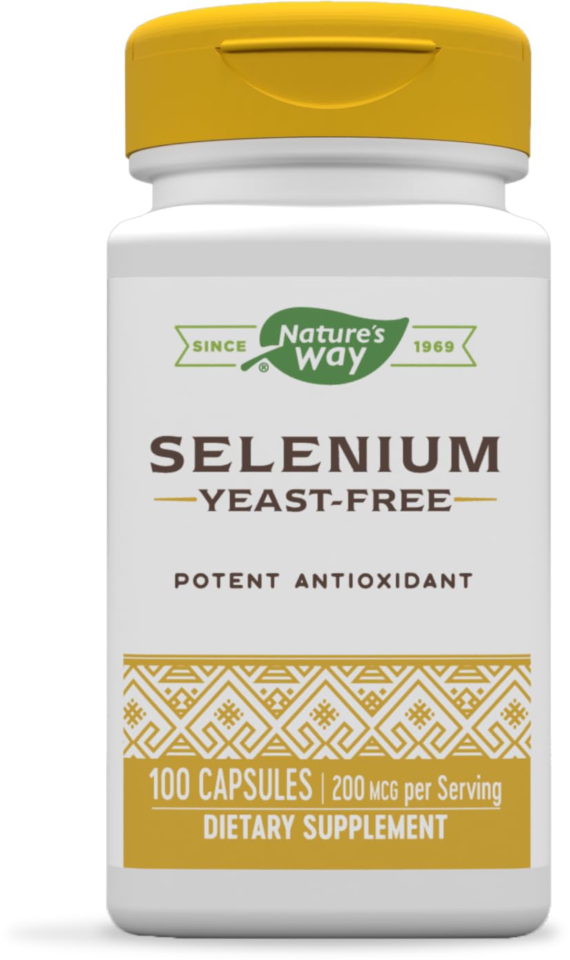 Nature's Way Selenium - 200 mcg per serving - L-Selenomethionine - Potent Antioxidant - Essential Mineral Supplement - Gluten Free - 100 Capsules