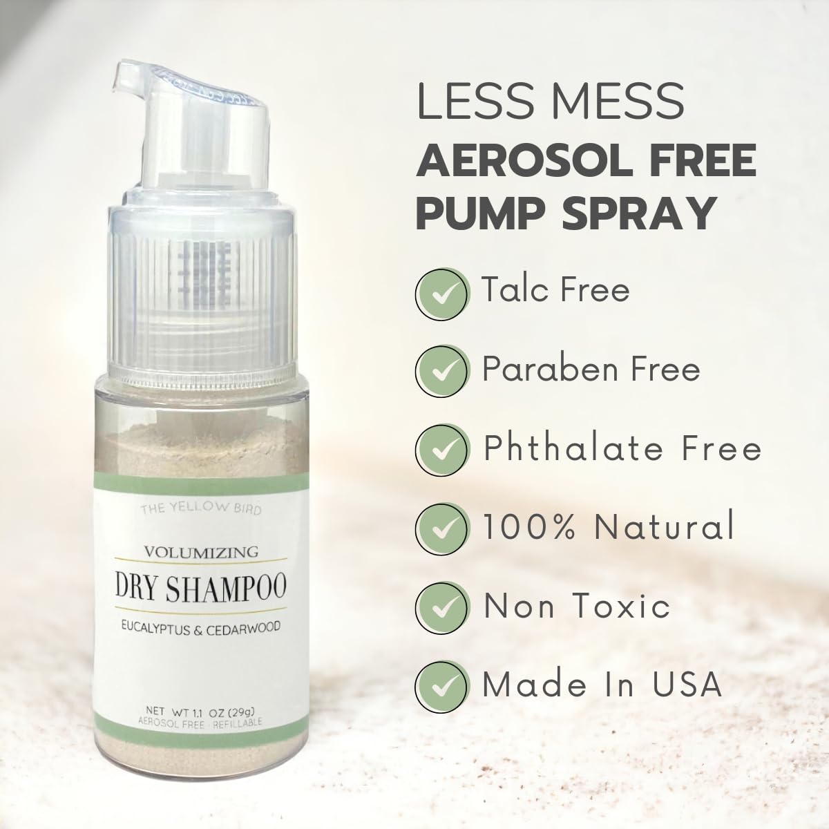 Yellow Bird Dry Shampoo Powder | Natural & Organic | Non-Aerosol | For Blonde, Brunette, & Dark Hair | No Benzene, Vegan