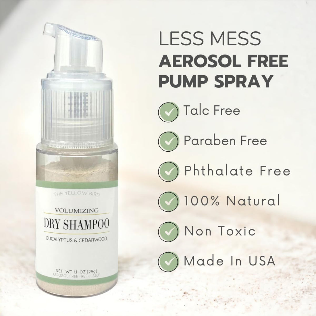 Yellow Bird Dry Shampoo Powder | Natural & Organic | Non-Aerosol | For Blonde, Brunette, & Dark Hair | No Benzene, Vegan