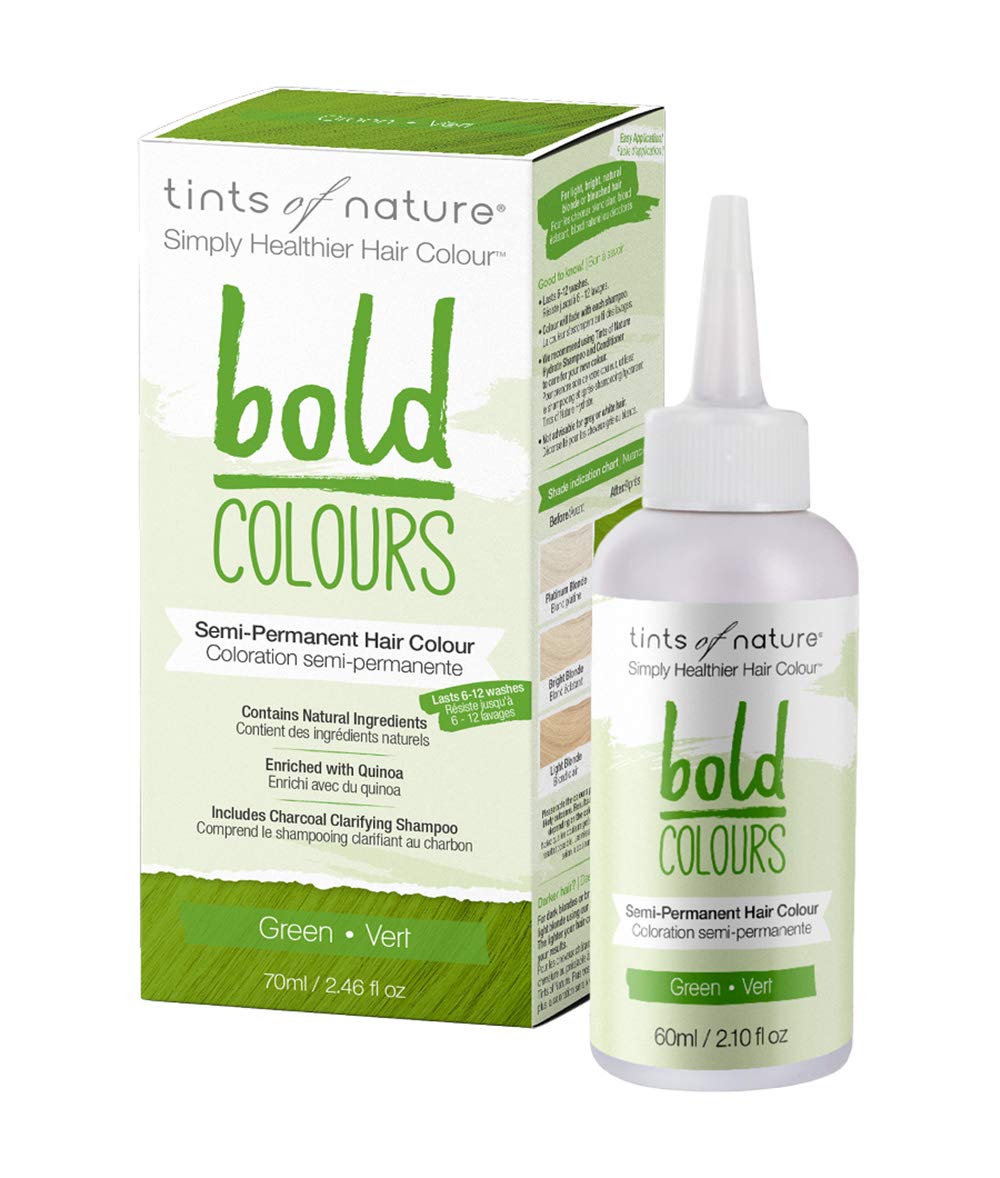 Tints of Nature Bold Colour Green Semi-Permanent Hair Dye, Ammonia-Free & Damage-Free Colouring, Single