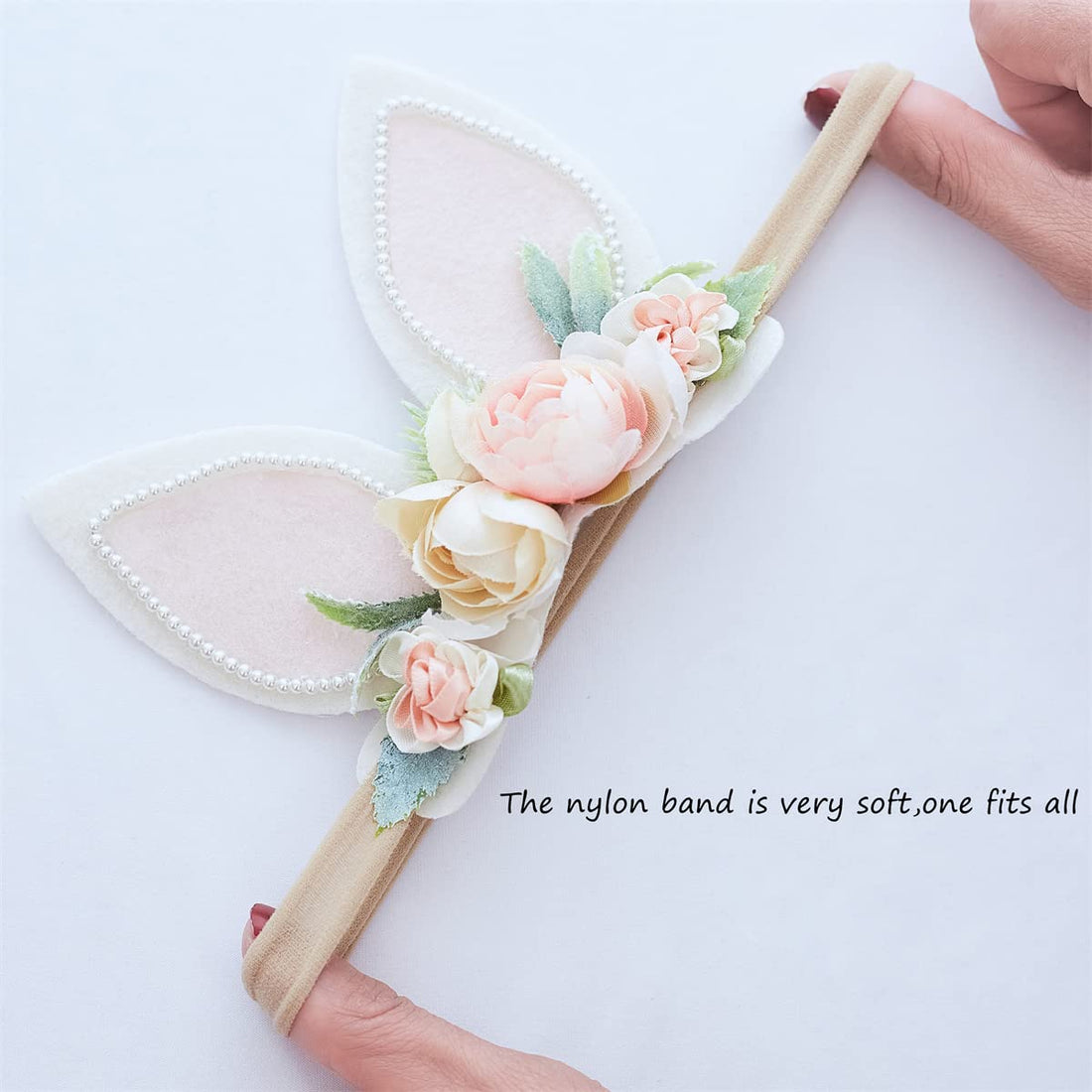 GEZISAN Baby Girl Floral Easter Bunny Nylon Headband Flower Elastic Hairband Bows Wraps For Newborn Infant Toddler Hair Accessories (RTA001)