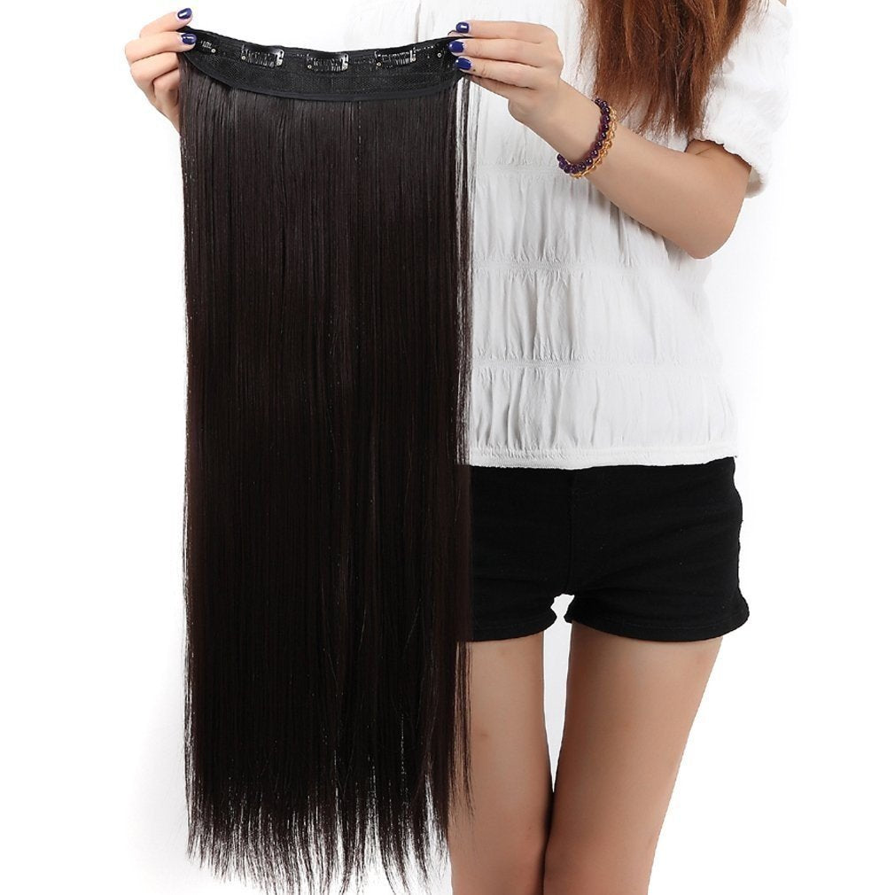 S-noilite 30/29 Straight Curly 3/4 Full Head One Piece 5clips Clip in Hair Extensions Long Poplar Style for Xmas Gifts 22colors (30 - Straight, dark brown)