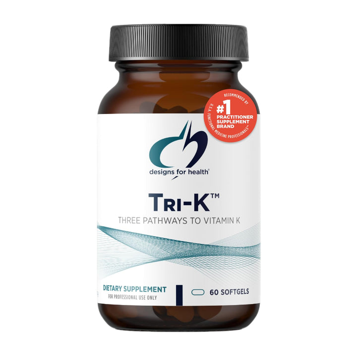 Designs for Health TRI-K - Three Forms of Vitamin K + GG, High Potency Supplement - 2000mcg Vitamin K1, 500mcg K2 MK-4 - Non-GMO + Gluten Free (60 Softgels)