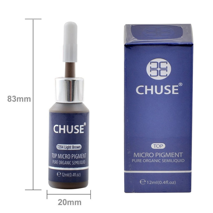 CHUSE T204 Light Brown Microblading Micro Pigment Permanent Makeup Tattoo Ink Cosmetic Color Passed SGS, DermaTest 12ml (0.4fl. oz)