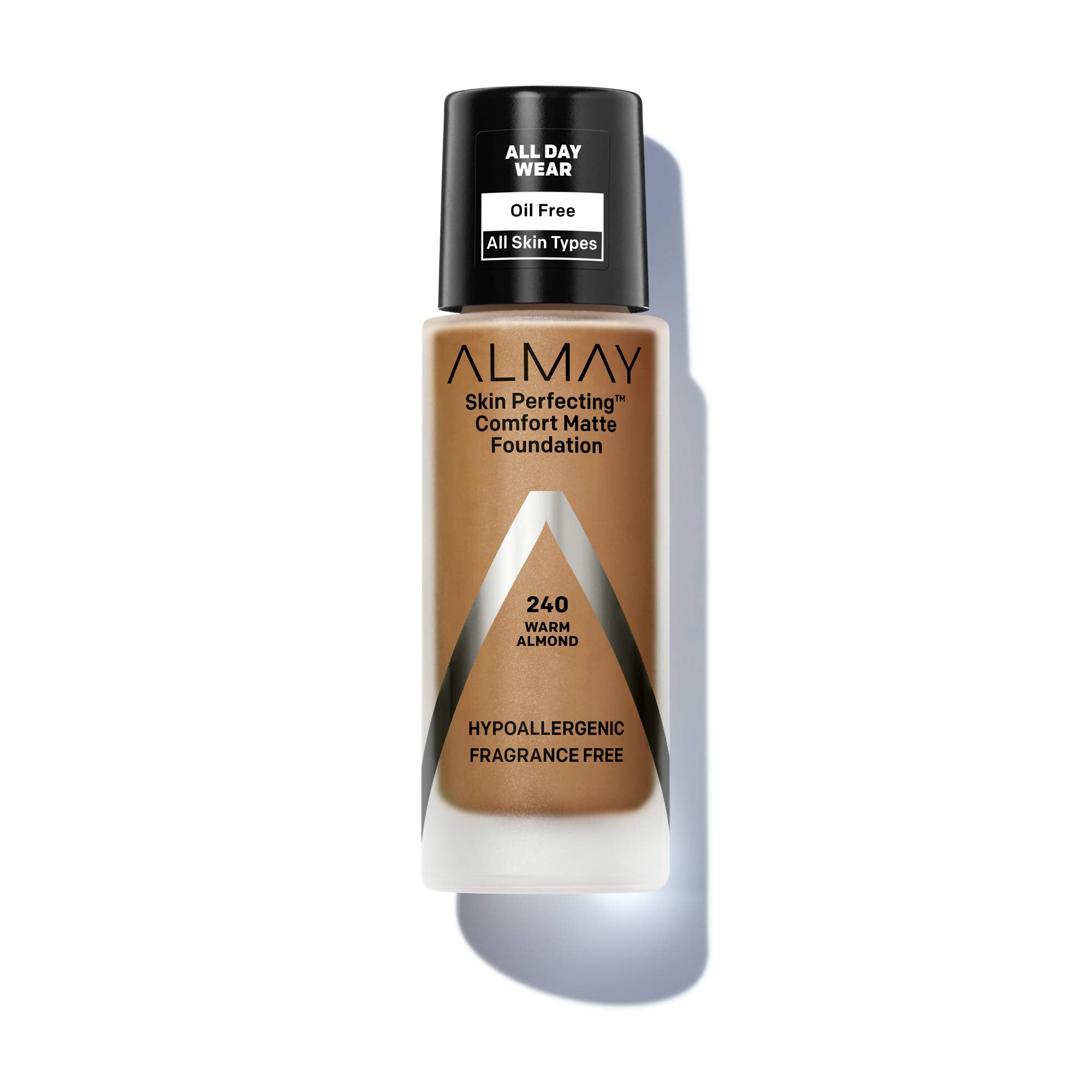 Almay Skin Perfecting Comfort Matte Foundation, Hypoallergenic, Cruelty Free, -Fragrance Free, Dermatologist Tested Liquid Makeup, Warm Almond