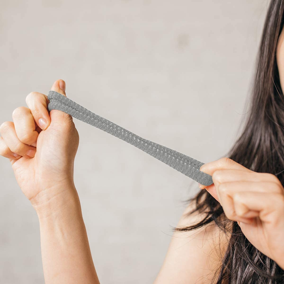 Burlybands Large Hair Ties for Thick Heavy or Curly Hair. No Slip No Damage Seamless Ponytail Holders Scrunchies Sports Thick Hair Ties (Lt Gray 3 Pcs)