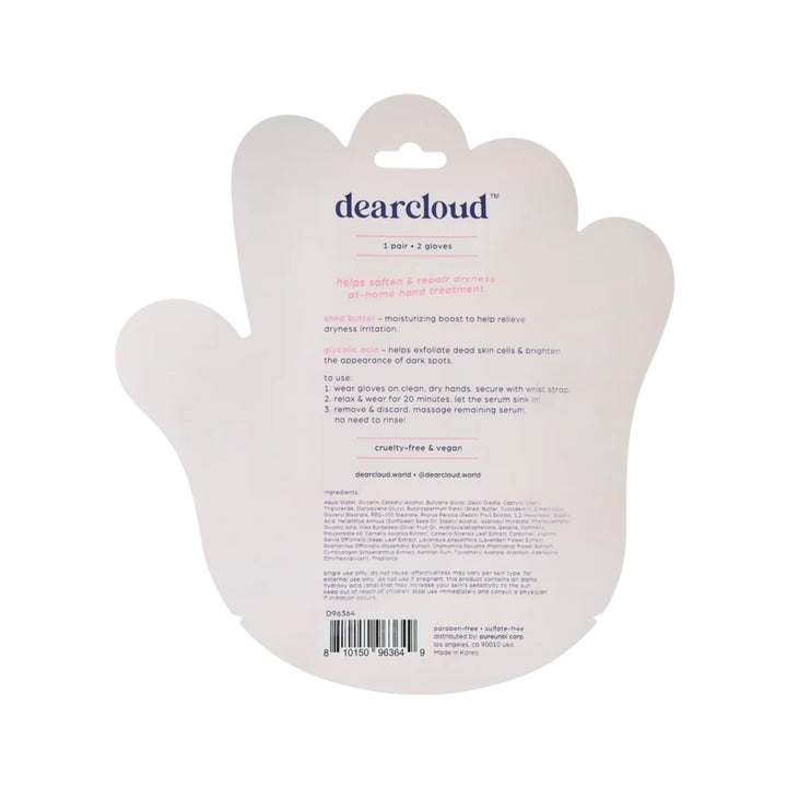 dearcloud Deep Moisture Hand Mask Gloves – Korean Moisturizer for Dry, Cracked Hands - Peach Honeysuckle (1 Pair / 2 Gloves)
