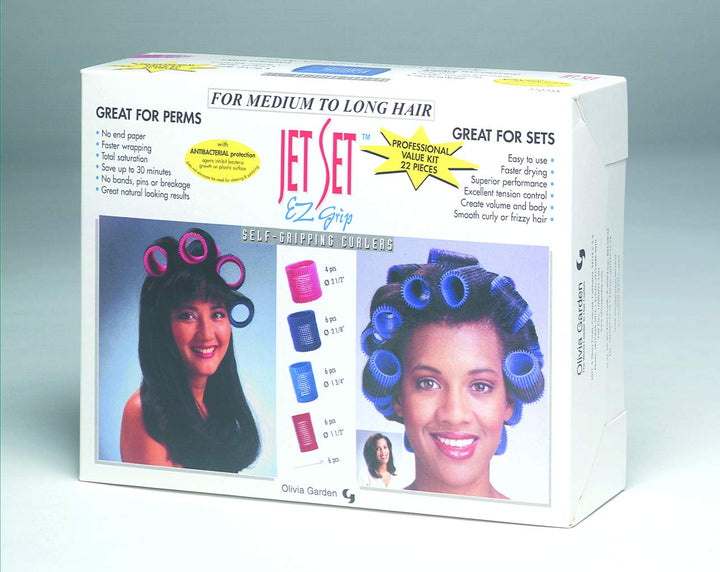 Olivia Garden Jet Set Self-Gripping Curler For Setting Or Perming (Kit - 22 Count)