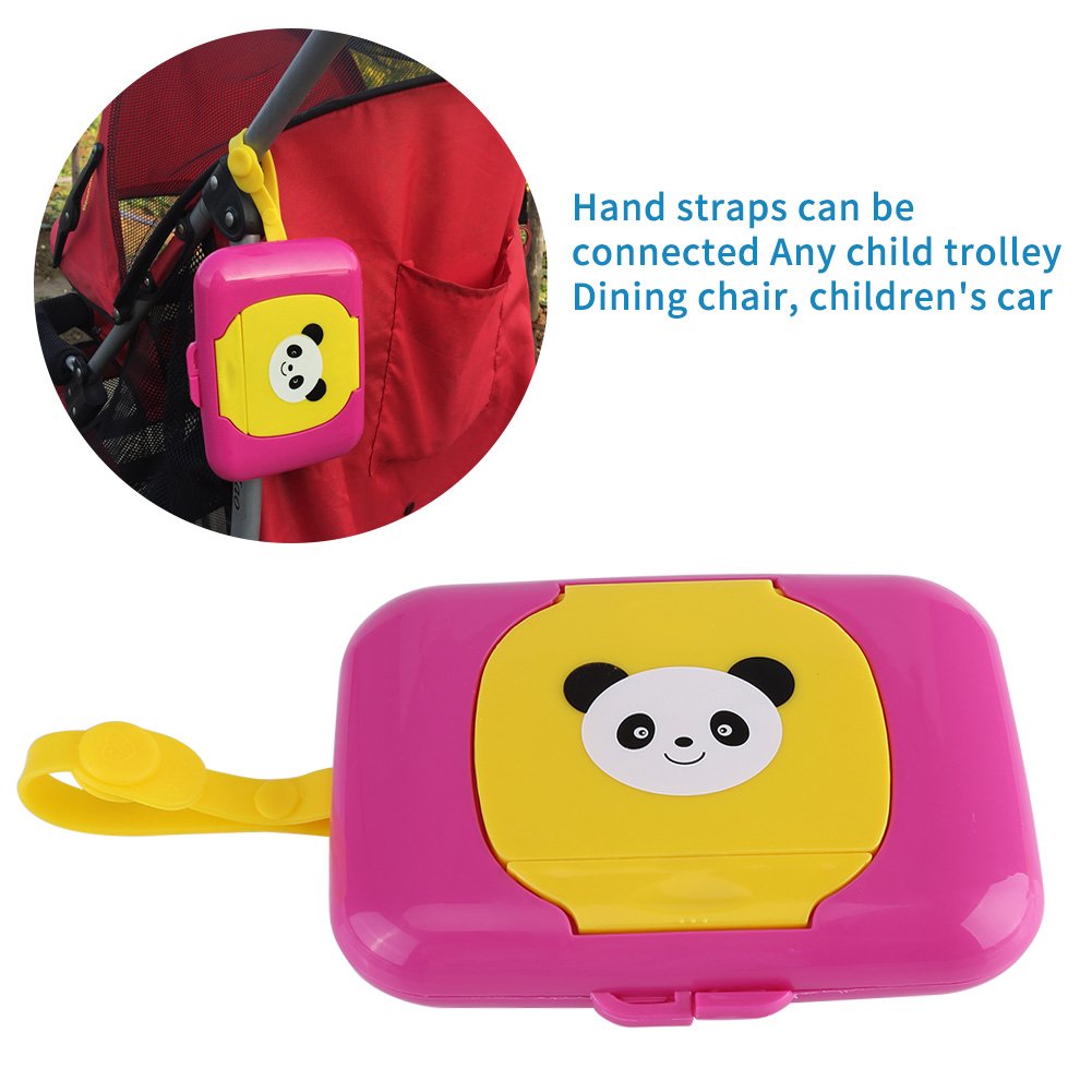 Wet Wipes Storage Box, Baby Portable Wipes Dispenser Travel Refillable Container Tissue Storage Box for Car Bathroom Living Room Outdoor Use (Rose&Yellow)