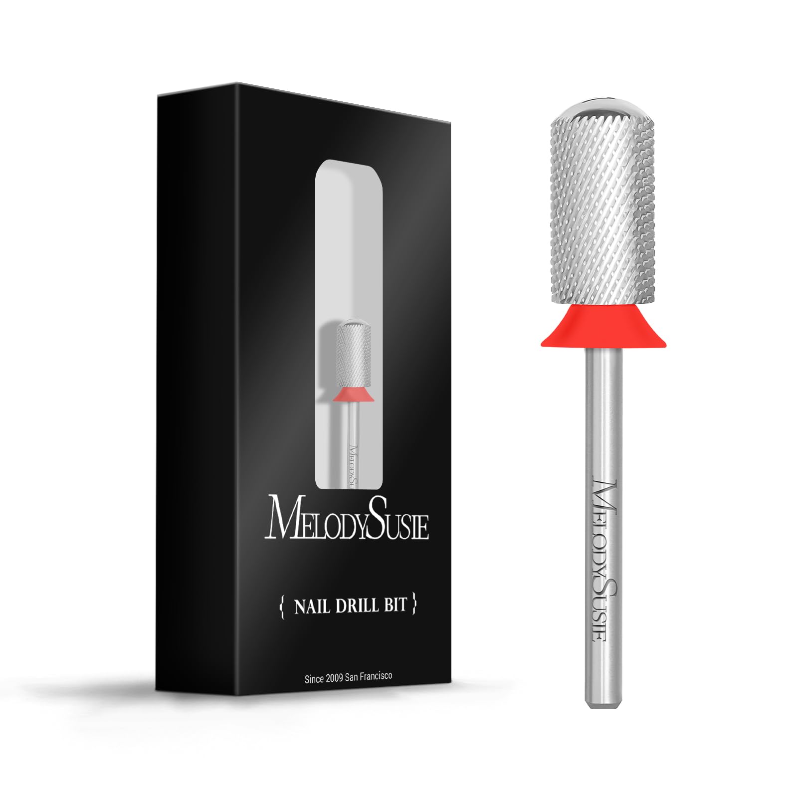 MelodySusie Safety Nail Drill Bits, 3/32'' Smooth Round Top Large Barrel Carbide Bits, Suitable for Manicure Pedicure Cuticle Gel Polishing, Beginners Bits, Silver, Series Bit-S, Fine