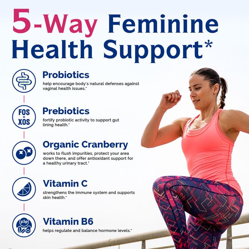 Innate Vitality Probiotics for Women, 100 Billion CFUs 18 Strains, Prebiotics and Probiotics, with Cranberry, Vitamin C & B6 P5P, Vaginal & Digestive Health, Non refrigerated, 60 Caps
