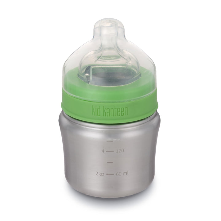 Klean Kanteen Kid Baby Bottle with Lid, Brushed Stainless, One Size/5 oz