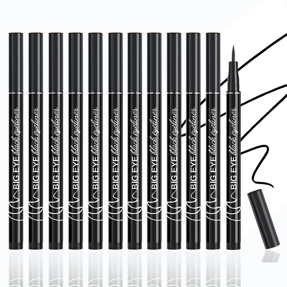 WanTuoluo 12-Pieces Matte Liquid Eyeliner Pens Set, Eye Ink Liner Makeup, Quick Drying, Smudge-Resistant, Vegan Formula (Pack of 12) (Black)
