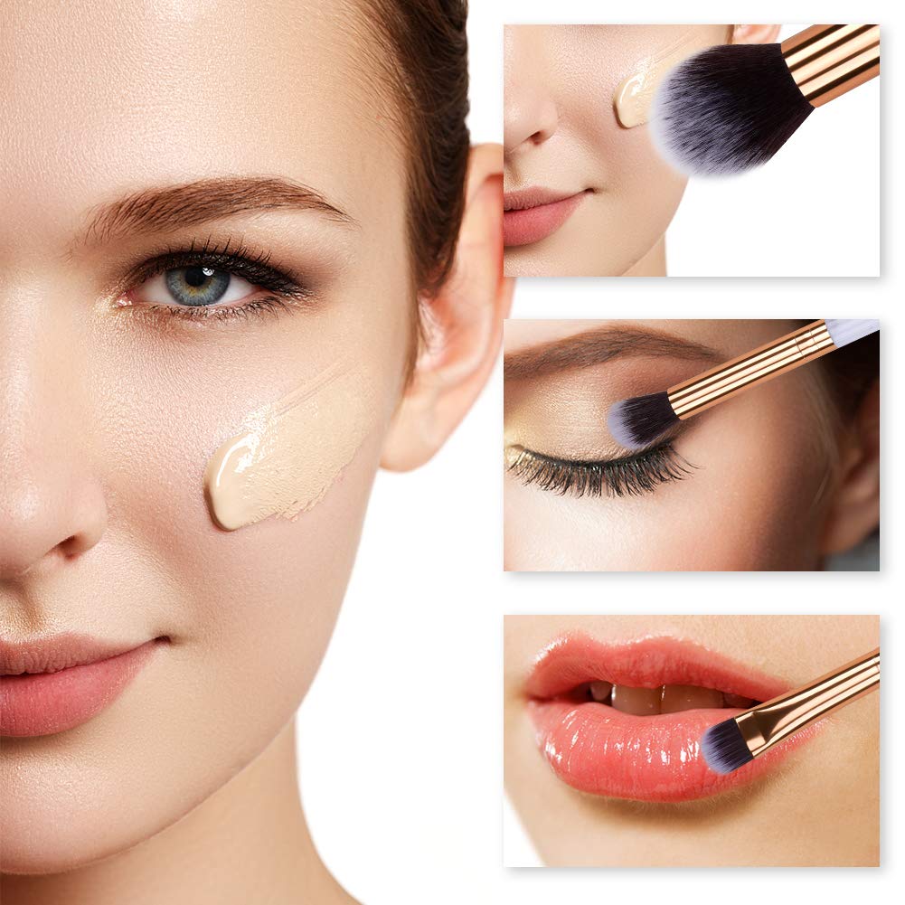 HEYMKGO Makeup Brushes Professional Marble Makeup Brush Set, Soft and Odor-free Natural Synthetic Bristles,10PCS + 2 Sponge Puff + Marble Pattern Cosmetics Bag