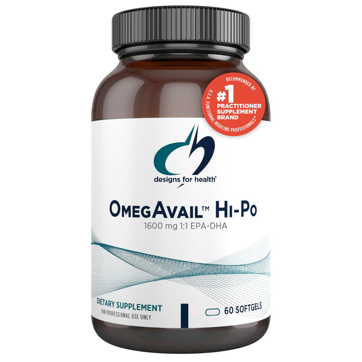 Designs for Health OmegAvail Hi-Po - TG (Triglyceride) Omega-3 Fish Oil Supplement, 1600mg EPA/DHA per Serving with Lemon + Vitamin E to Minimize Fishy Taste (60 Softgels)