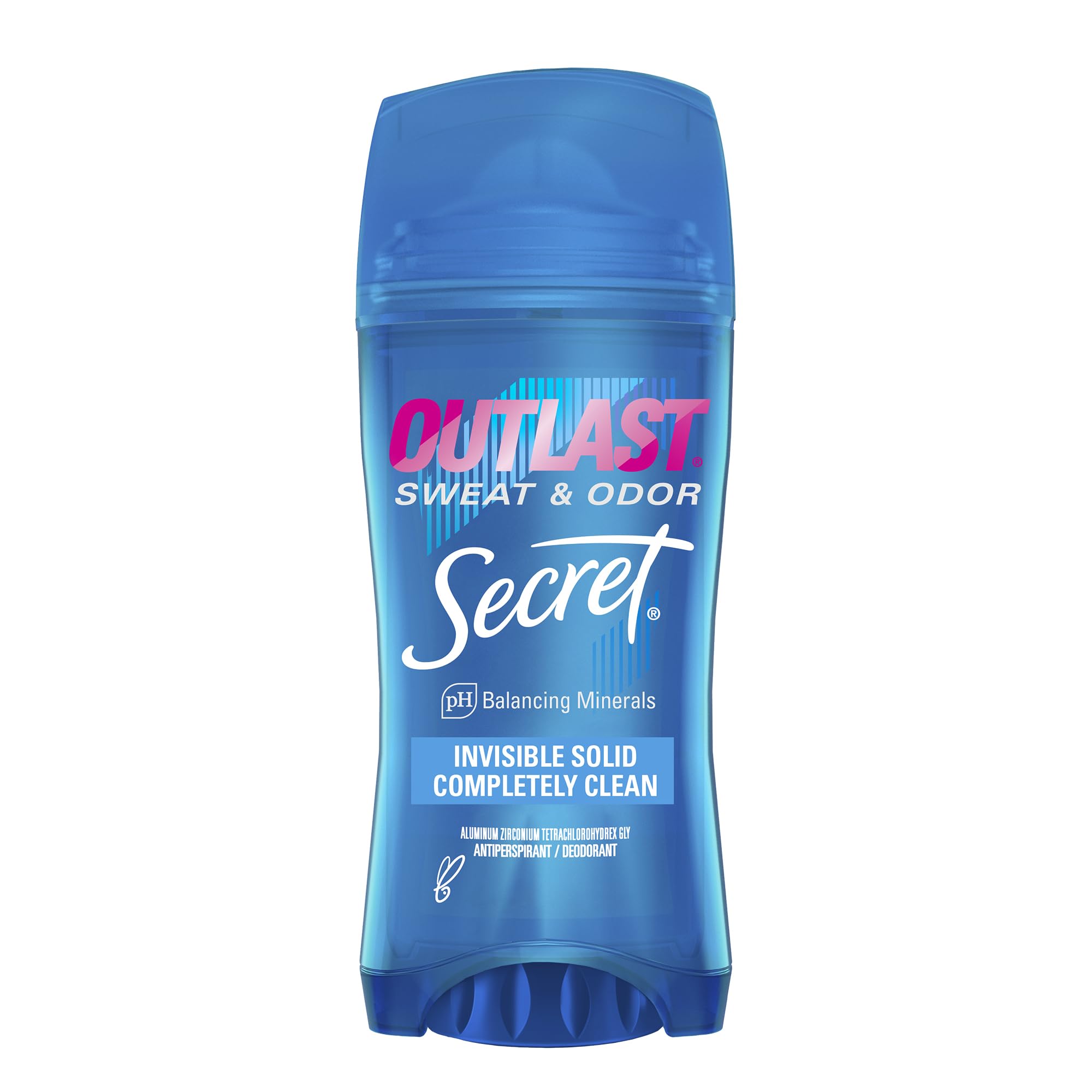 Secret Outlast Antiperspirant Deodorant for Women, Sweat & Odor Protection, PH Balancing Minerals, Invisible Solid, Completely Clean Scent, 2.6 oz