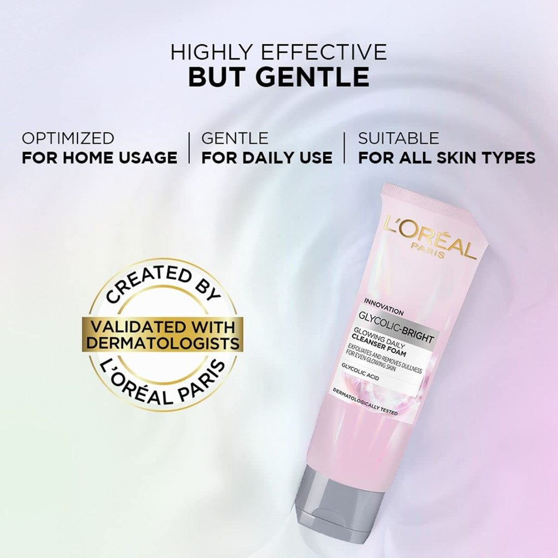 L'Oreal Paris Glycolic Bright Daily Foaming Facial Cleanser, 50ml |Daily Glowing Face Wash for Dull Skin