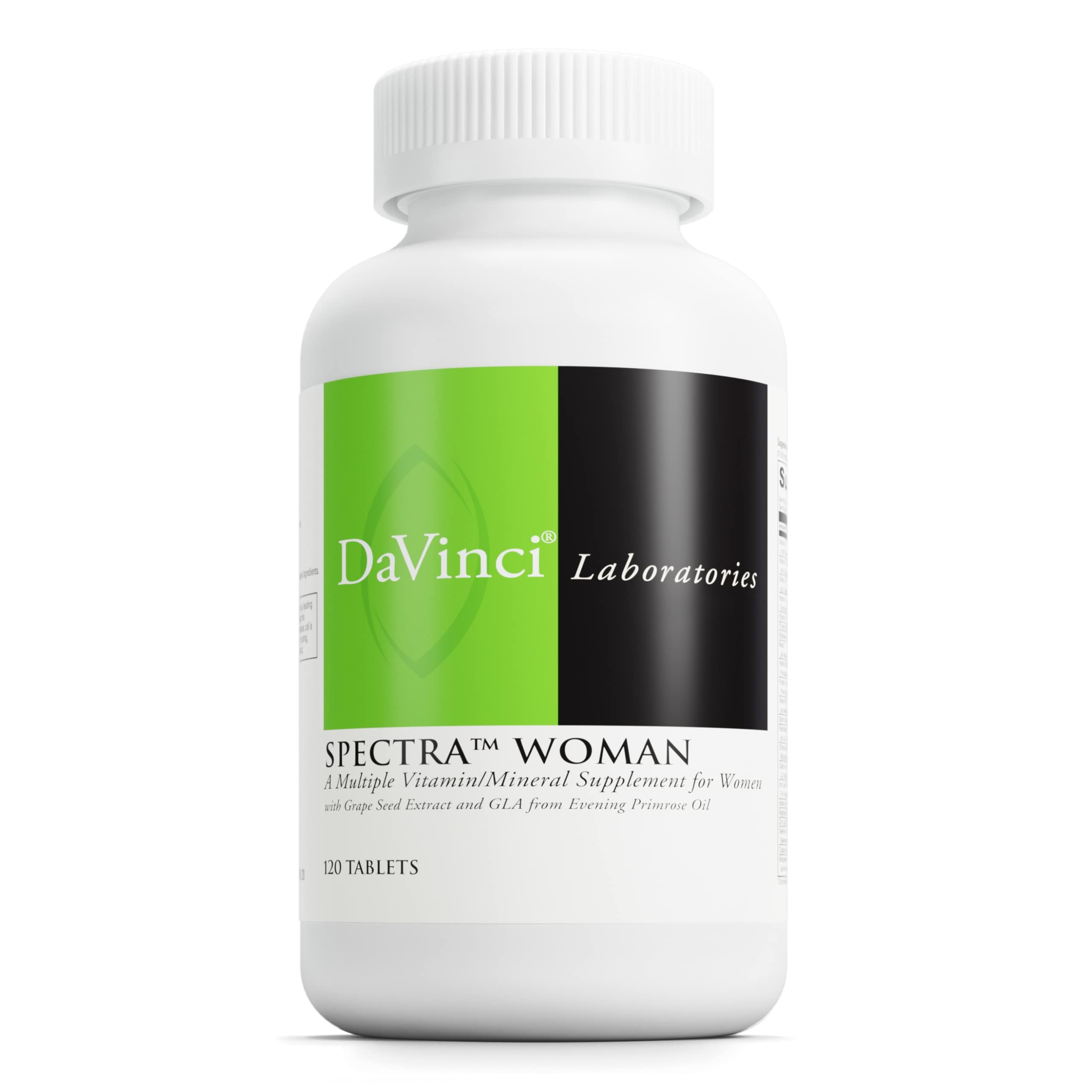 DAVINCI Labs Spectra Woman - Dietary Supplement to Support Bone Health and Women's Needs - with Vitamins, Minerals, Calcium, Beta Carotene, L-Cysteine, Grape Seed Extract, and More - 120 Tablets