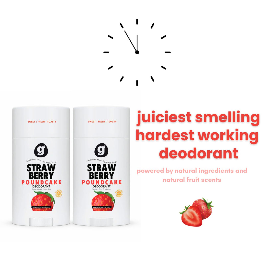 STRAWBERRY + VANILLA Girls Deodorant Ages 8+ (California Girl) Twin Pack