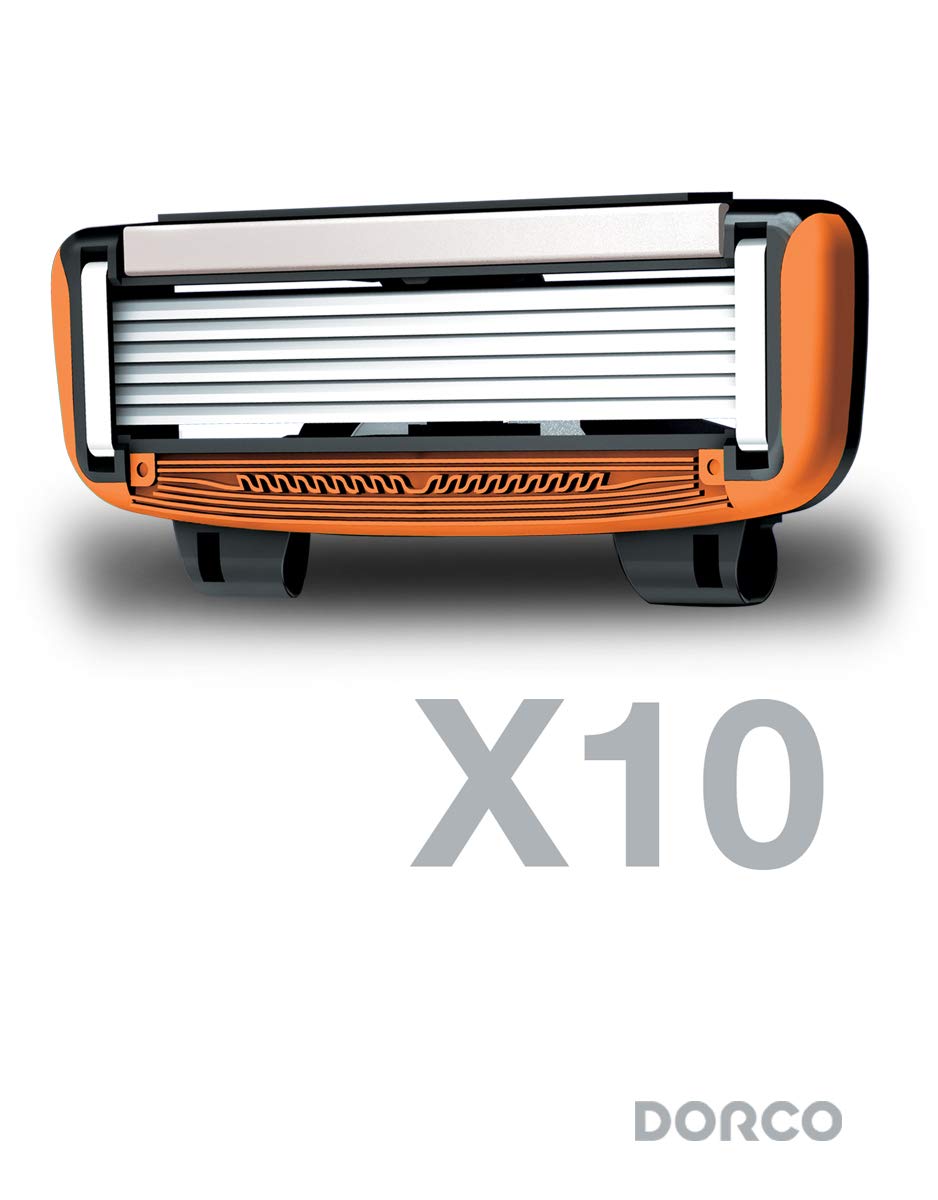 Dorco Pace 6- Six Blade Razor Blade System - Value Pack (10 Pack + 1 Handle)