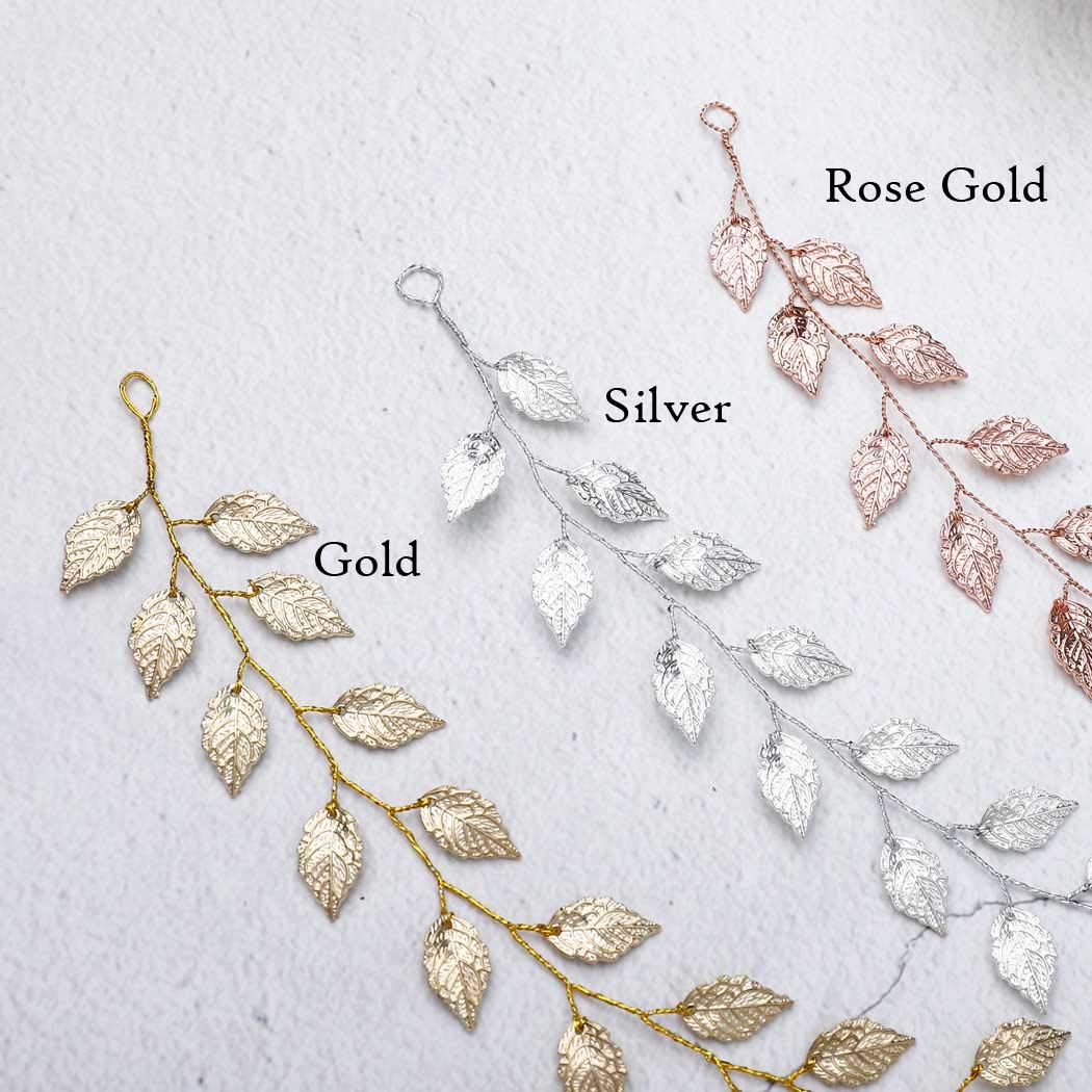 Unicra Wedding Leaves Hair Vine Bridal Leaf Headpiece Gold Headbands Hair Accessories for Women and Girls(15.7 Inches) (Gold)