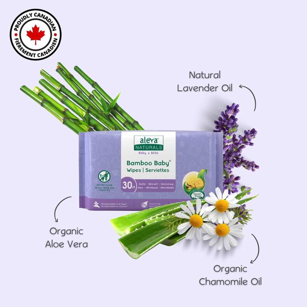 Aleva Naturals Bamboo Baby Travel Wipes - 30ct