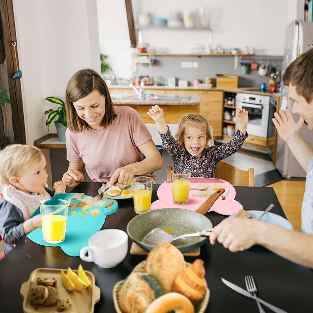 Silicone Baby Placemat Suction - Kids Placemats with Strong Suction Food Catching Placemat Silicone Placemats for Kids Babies Toddlers Tiny Diner Placemat Roll Up Non Slip Washable Baby Restaurant Mat
