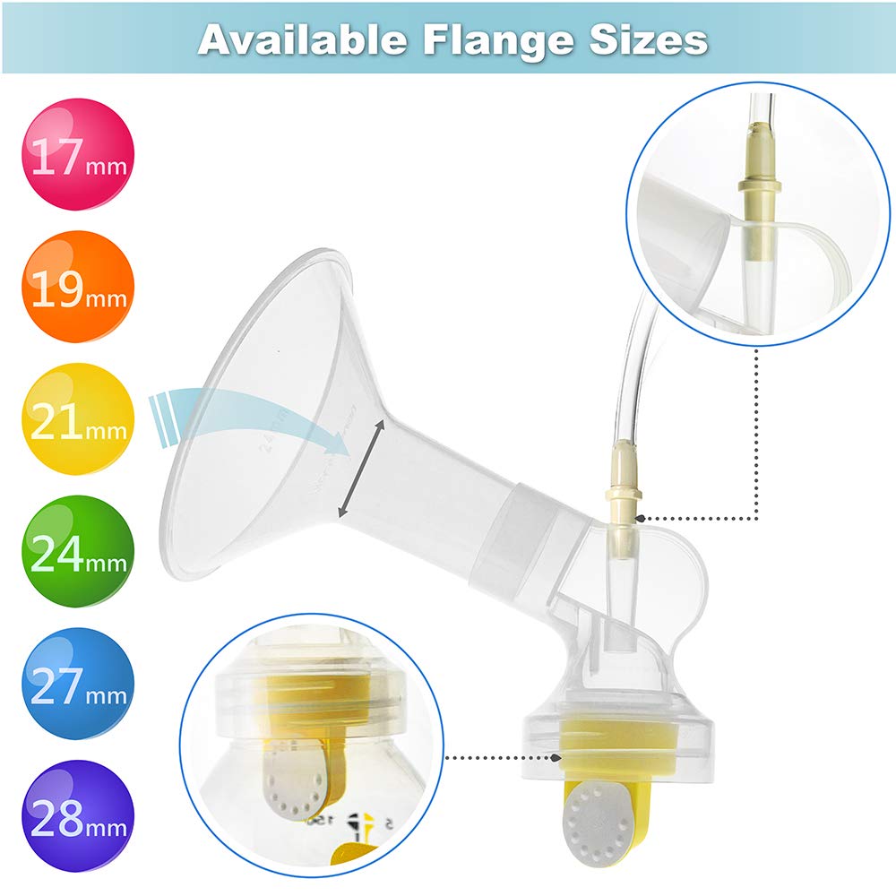Nenesupply Pump Parts with 21mm Flanges Compatible with Medela Pump in Style Parts Accessories Breast Pump Not Original Medela Pump Parts Incl. 21mm Flange Breastshield Connector Valve Membrane Tubing