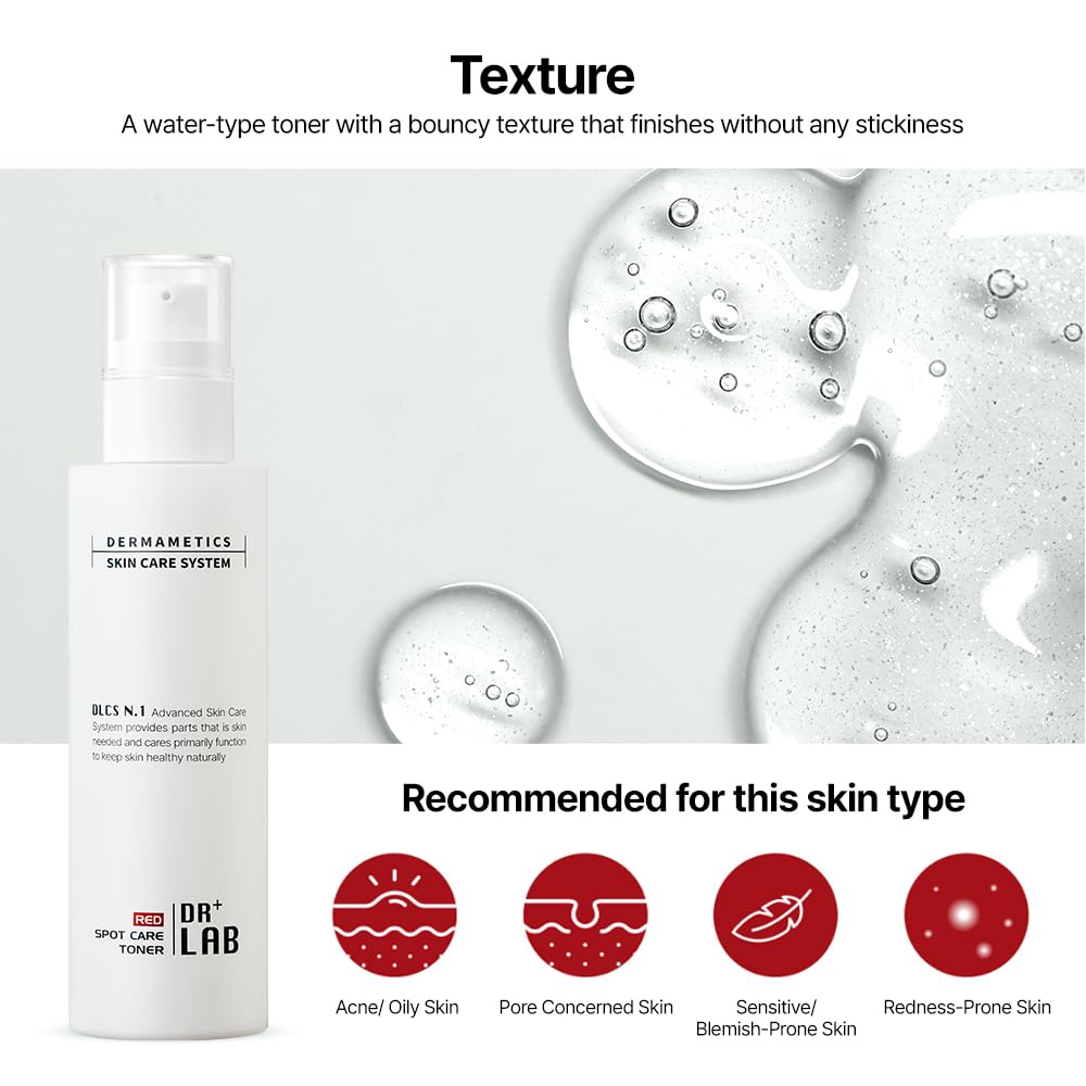 DR+LAB Red Spot Care Toner 5.07 fl oz /150ml Pore Refining Tightening pH Balance for Acne Prone Sensitive Skin Korean Skincare