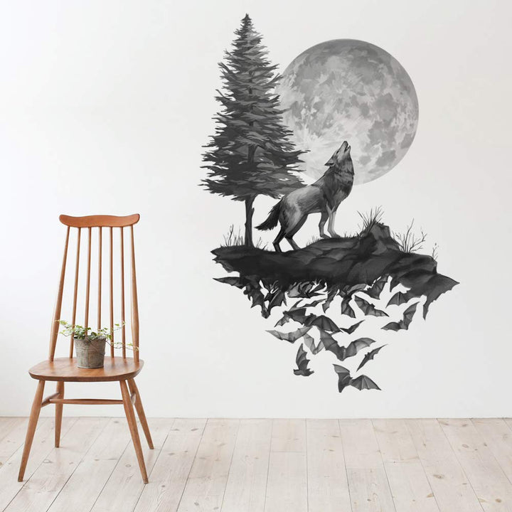 Runtoo Moon Wall Art Stickers - Bedroom & Living Room Kids Nursery Black Wall Decor