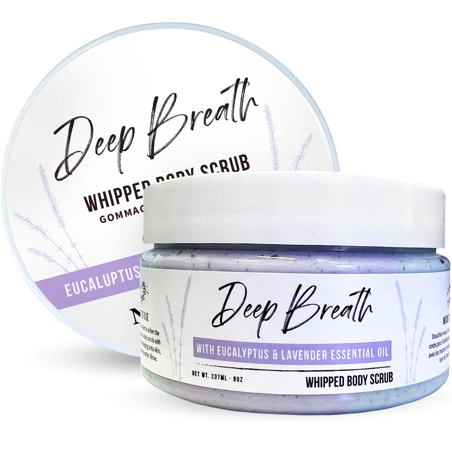 Naturally Vain Deep Breath Whipped Body Scrub, Body Wash, Body Scrub, Essential Oils, Lavender, Eucalyptus, Apricot, Exfoliant, Soft Skin, Moisturizing