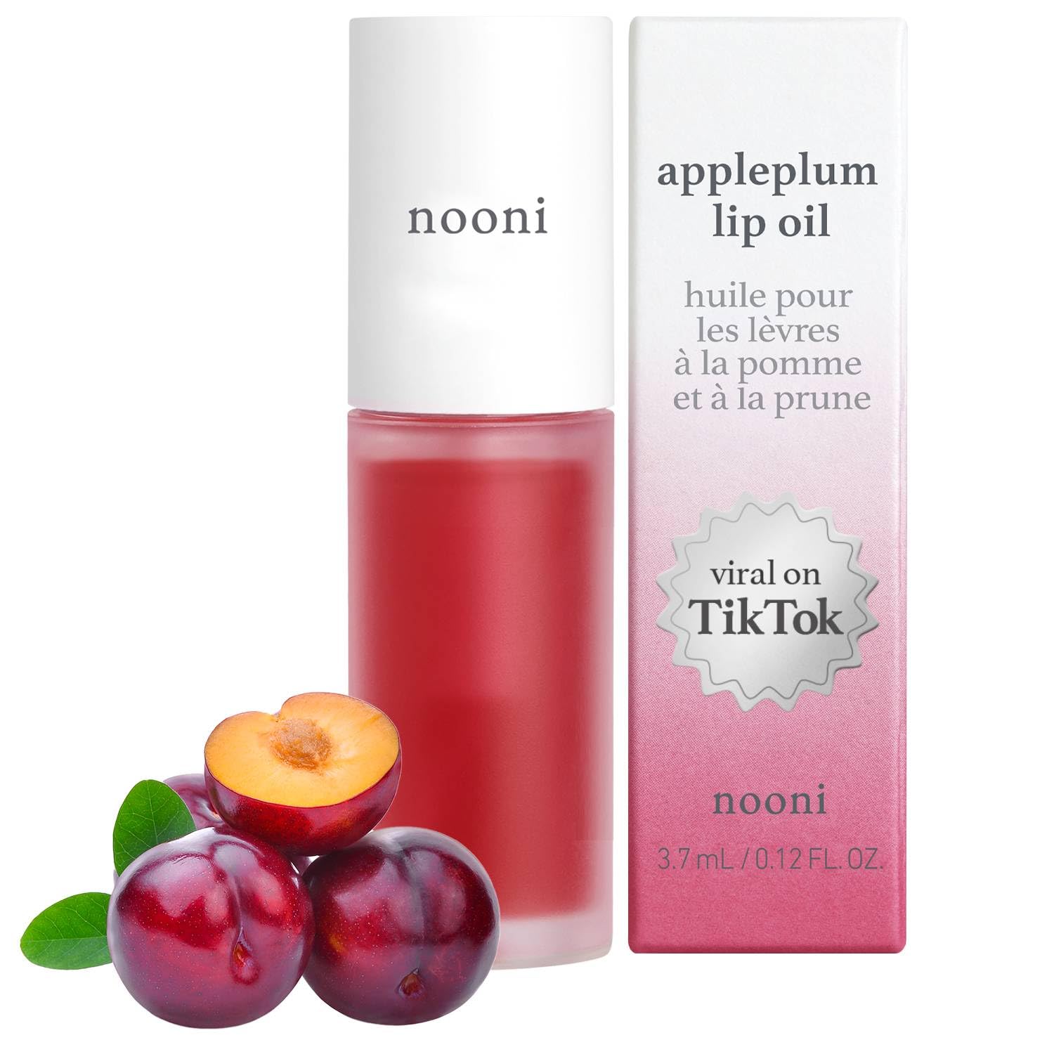 NOONI Korean Vegan Lip Oil - Appleplum | Lip Stain, Gift, Long-Lasting, Moisturizing, Plumping, Revitalizing for Dry Lips, Waterproof, No Peel Off, Korean Lip Tint, Easter Basket Stuffers, 0.12 Fl Oz