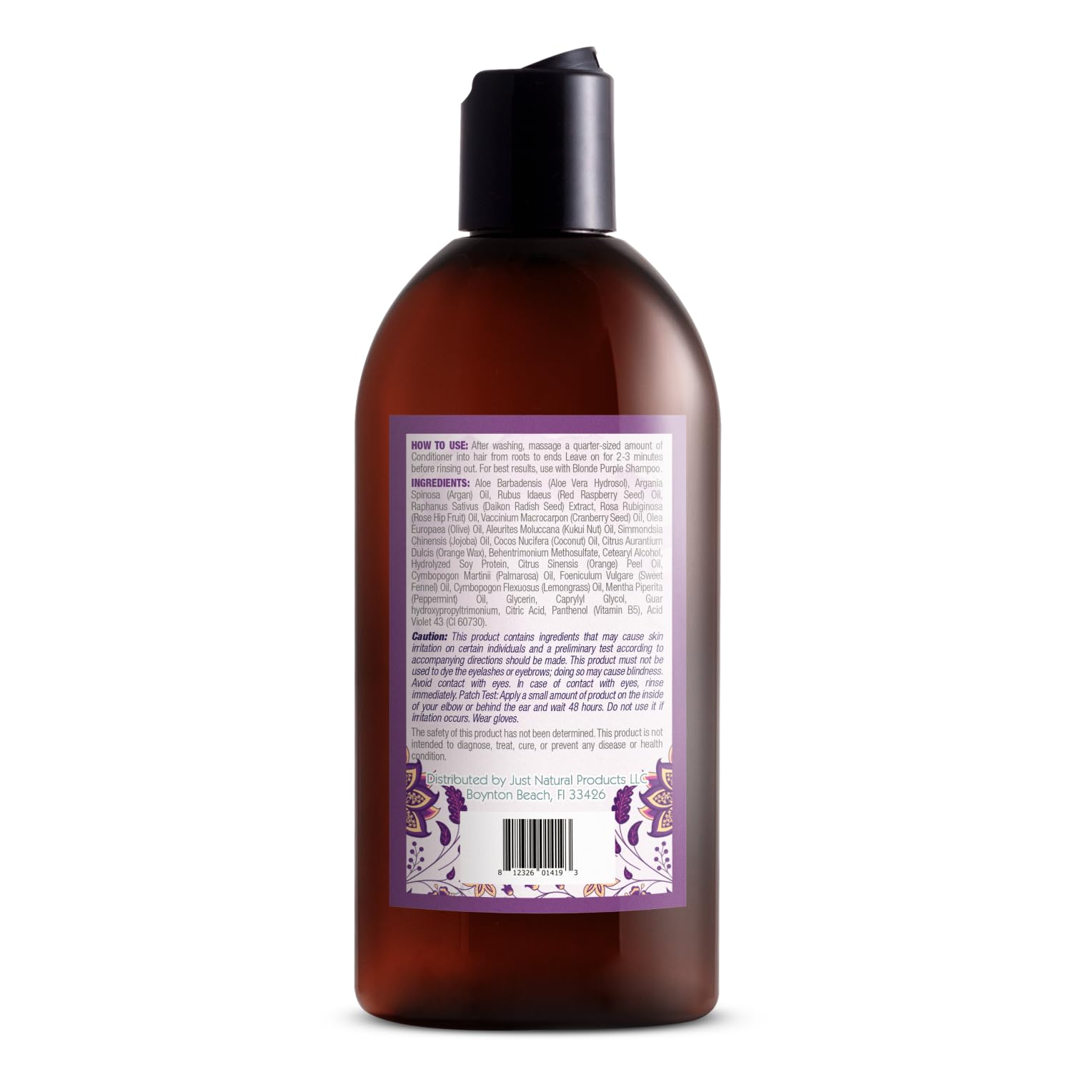 Just Nutritive Purple Conditioner for Blonde, Gray, White, Silver, and Bleached Hair - Eliminate Brassiness, Boost Shine, Repairs, Hydrates, Sulfate-Free, Paraben-Free, Gentle on Scalp, 8 oz.