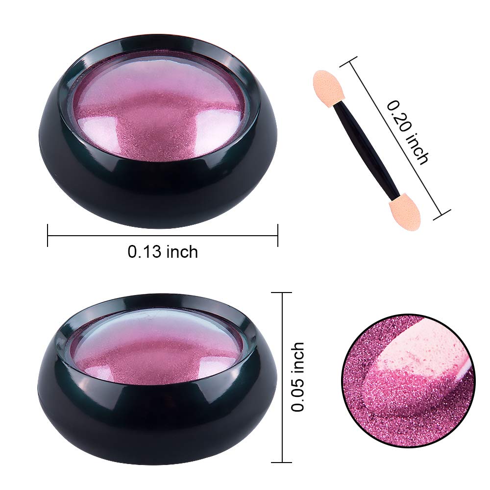 Duufin 14 Jars Chrome Nail Powder Metallic Nail Art Powder Mirror Effect Manicure Chrome Powder 14 Colors Nail Powders with 14 Pcs Eyeshadow Sticks, 1g/Jar