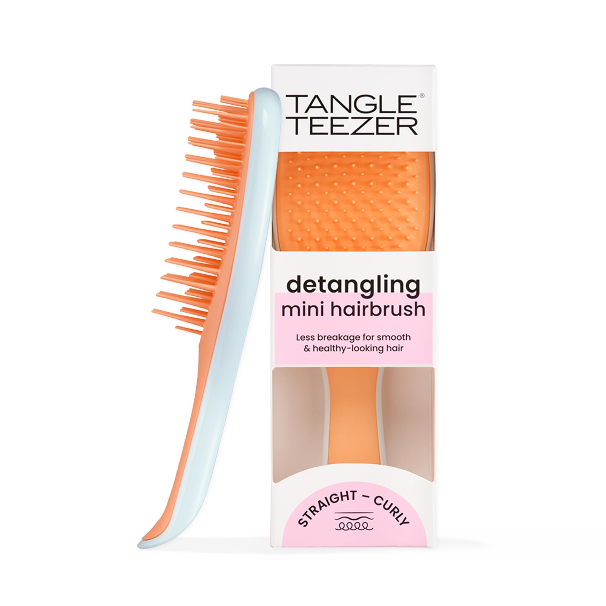 Tangle Teezer Ultimate Detangler Hairbrush, Eliminates Knots & Reduces Breakage, Mini Hair Brush for Travel, Small Hands & All Hair Types, Ice Blue & Sweet Orange