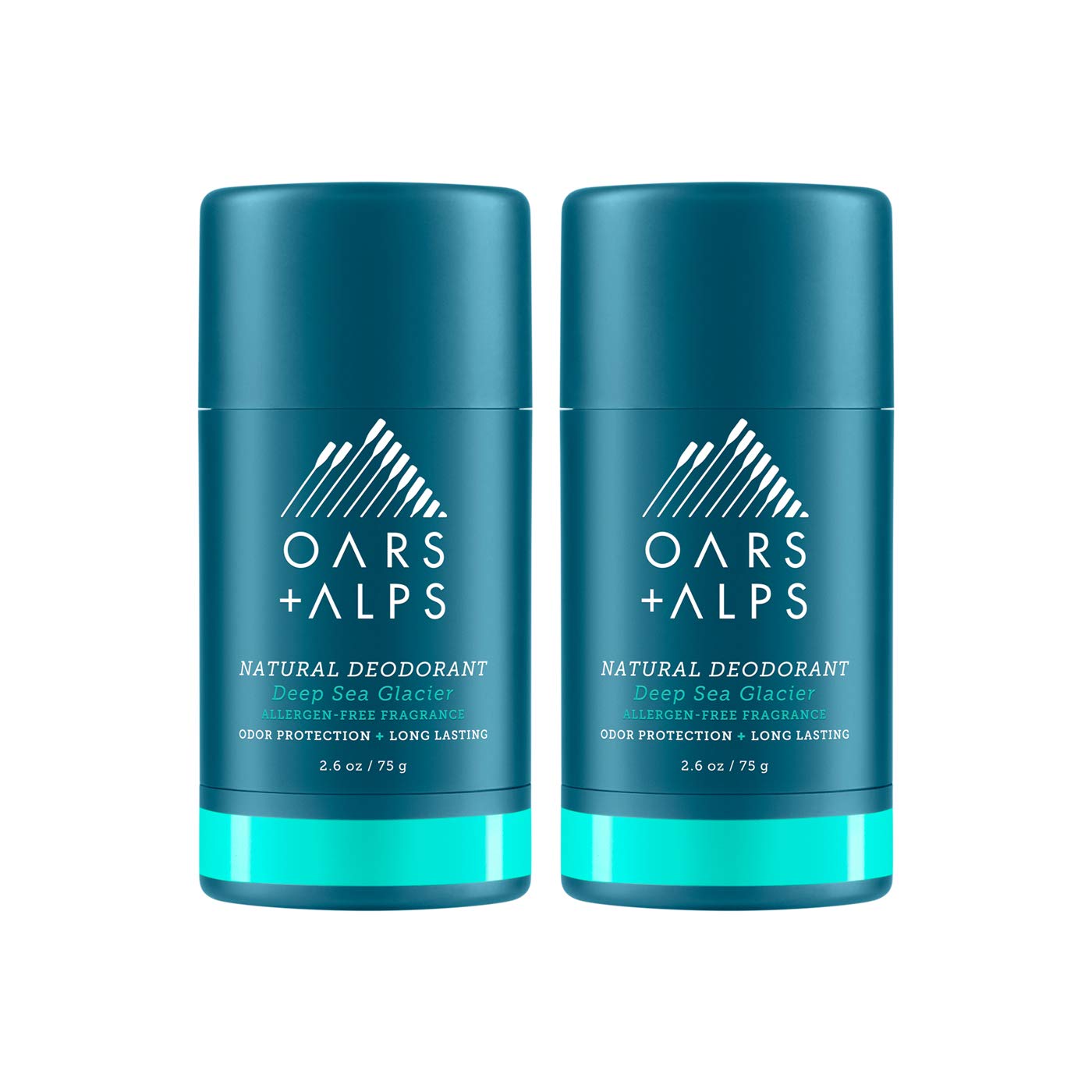 Oars + Alps Natural Deodorant for Men and Women, Aluminum Free and Alcohol Free, Vegan and Gluten Free, Deep Sea Glacier, 2 Pack, 5.2 Oz