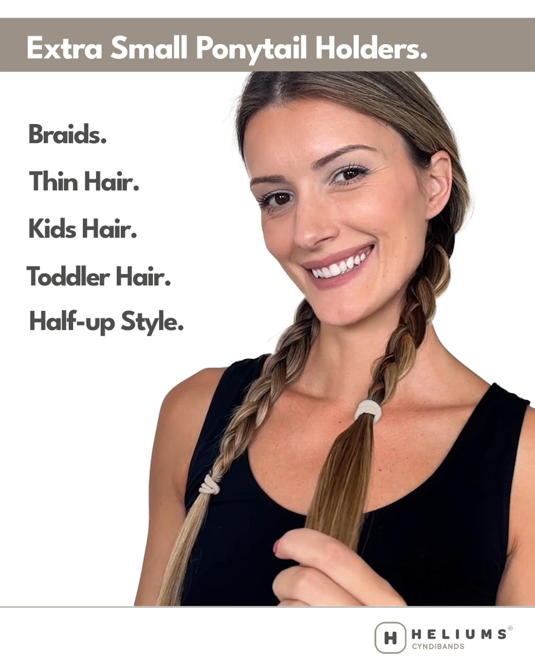 Heliums Extra Small Hair Ties No Damage - Light Brown - Mini 0.7 Inch Tiny Soft Seamless Hair Bands for Toddlers, Braids, Kids Ponytails- 40 Count