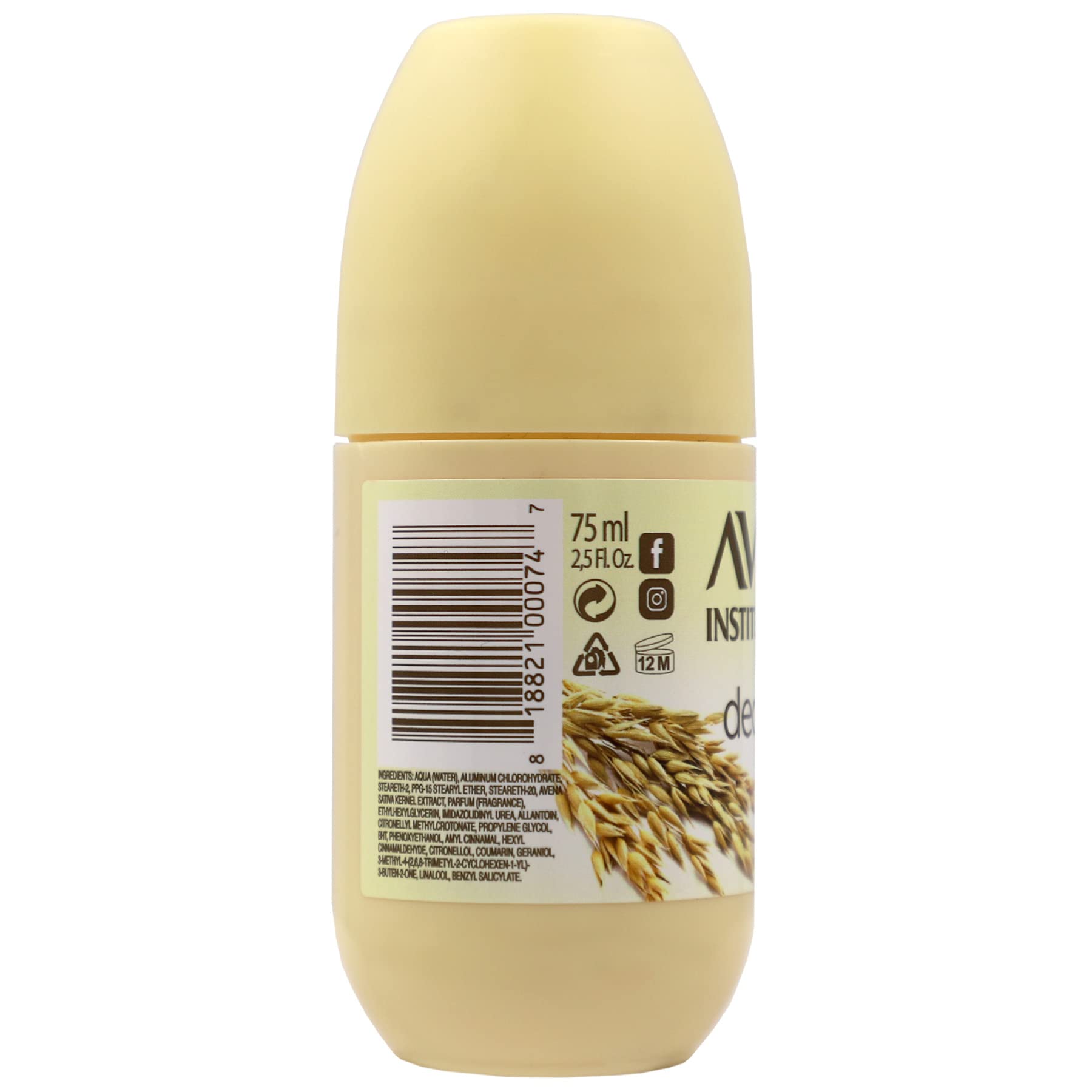 Avena Instituto Espanol Oats Roll-On Deodorant, Long Lasting Effective, Fresh, 2.5 Oz, 3 Count